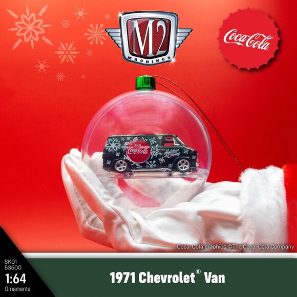 M2 Machines Coca-Cola 1971 Chevrolet Van Ornament 1:64 Holiday Edition - Picture 1 of 6